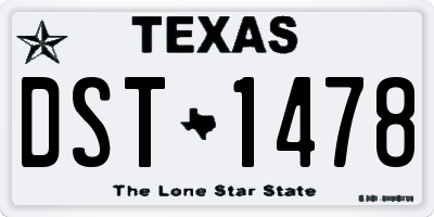 TX license plate DST1478