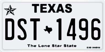 TX license plate DST1496
