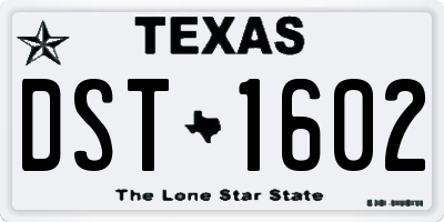 TX license plate DST1602