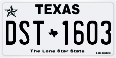TX license plate DST1603