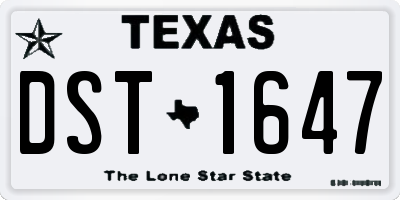 TX license plate DST1647