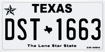 TX license plate DST1663