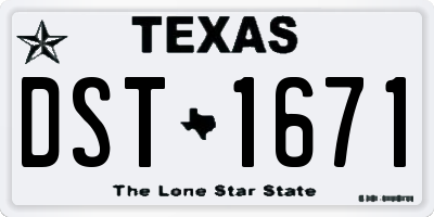TX license plate DST1671