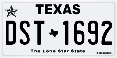 TX license plate DST1692