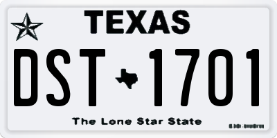 TX license plate DST1701