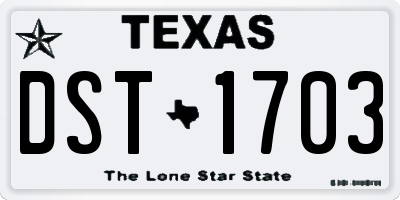 TX license plate DST1703