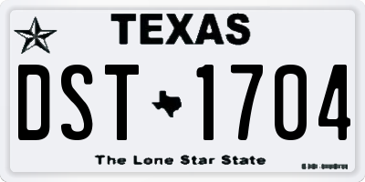 TX license plate DST1704