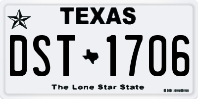 TX license plate DST1706