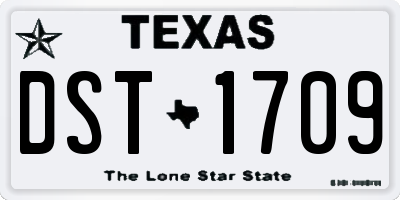 TX license plate DST1709
