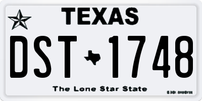 TX license plate DST1748
