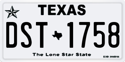 TX license plate DST1758