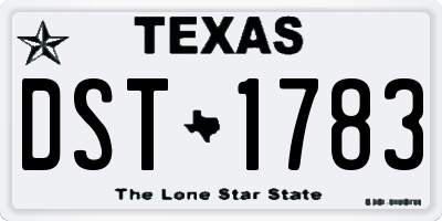 TX license plate DST1783