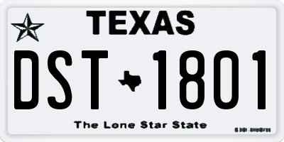 TX license plate DST1801