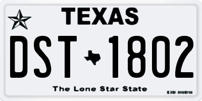 TX license plate DST1802