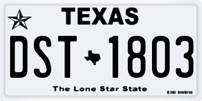 TX license plate DST1803