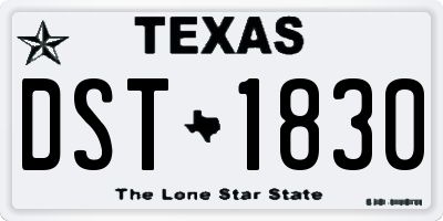 TX license plate DST1830
