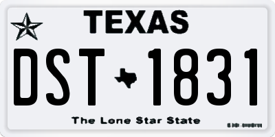TX license plate DST1831