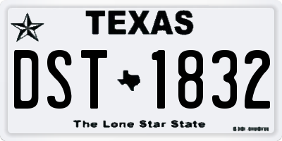 TX license plate DST1832