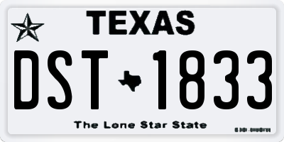 TX license plate DST1833