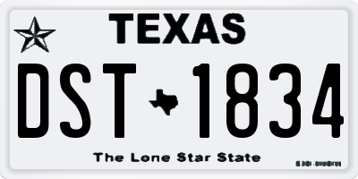 TX license plate DST1834