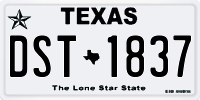 TX license plate DST1837