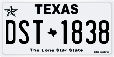 TX license plate DST1838