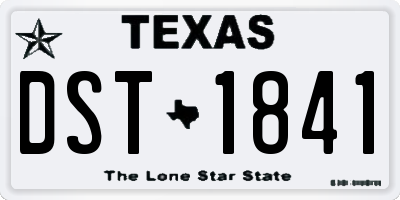 TX license plate DST1841