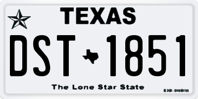 TX license plate DST1851