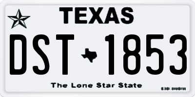 TX license plate DST1853