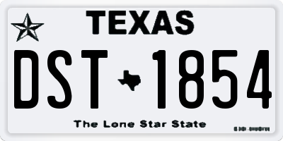 TX license plate DST1854