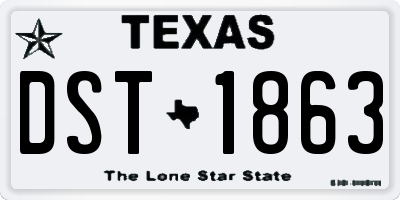 TX license plate DST1863