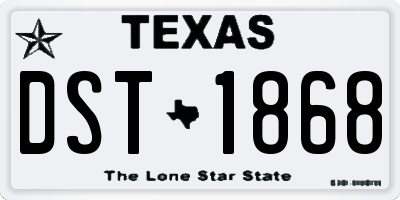 TX license plate DST1868