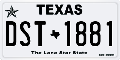 TX license plate DST1881