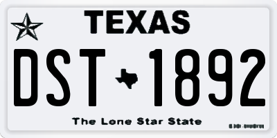 TX license plate DST1892