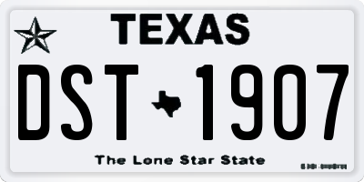 TX license plate DST1907