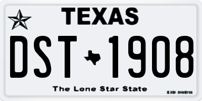 TX license plate DST1908