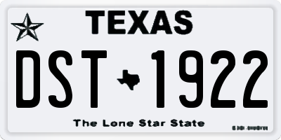 TX license plate DST1922