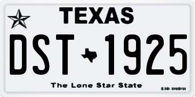 TX license plate DST1925