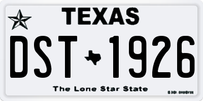 TX license plate DST1926