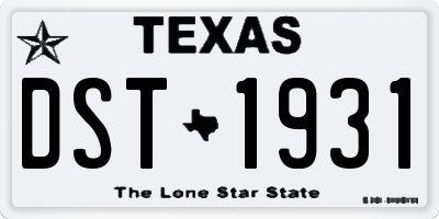 TX license plate DST1931