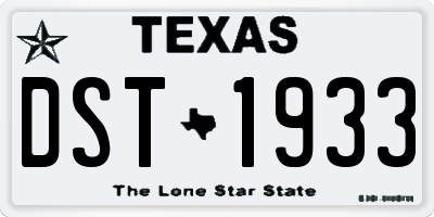 TX license plate DST1933