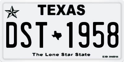 TX license plate DST1958