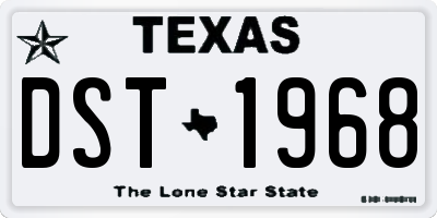 TX license plate DST1968