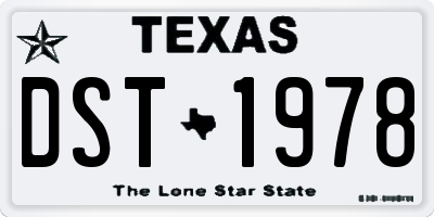 TX license plate DST1978