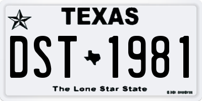 TX license plate DST1981