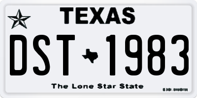 TX license plate DST1983