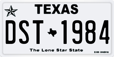 TX license plate DST1984