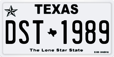 TX license plate DST1989