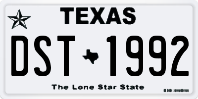 TX license plate DST1992