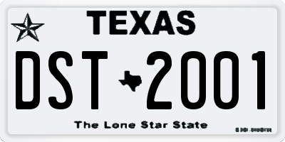TX license plate DST2001
